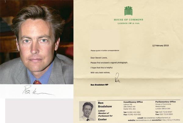 Ben-Bradshaw-autograph-signed-political-memorabilia-labour-party-uk-politics-house-of-commons-exeter-mp-minister-of-parliament