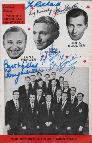 Black-and-White-Minstrels-memorabilia-Dai-Francis-autograph-tony-mercer-signed-john-boulter-signature-soloists-music-cabaret-tv-stage-george-mitchell-minstrels