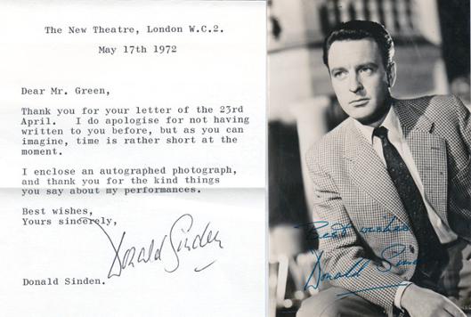 Donald-Sinden-autograph-movie-film-tv memorabilia-signed-photo-letter-mogambo- doctor in the house at large twos company