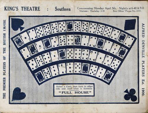Ivor-Novello-memorabilia-full-house-1936-stage-play-light-comedy-kings-theatre-southsea-playing-cards-pick-a-card-fortune-telling-suits