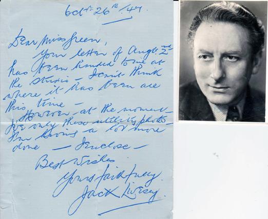 Jack-Livesey-autograph-signed-memorabilia-First-Night-Behind-Your-Back-That-Touch-of-Mink-roger-The-Notorious-Landlady-Variety-letter-signature