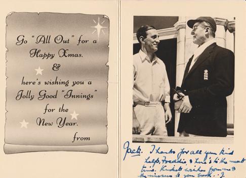 Jack-Warner-autograph-jack-warner-memorabilia-dixon-of-dock-green-signed-cricket-memorabilia-len-hutton-memorabilia-xmas-christmas-card-The-Final-Test-1953
