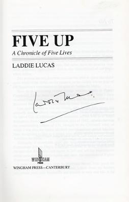 Laddie-Lucas-memorabilia-Laddie-Lucas-autograph-signed-golf-memorabilia-autobiography-Five-Up-Princes-Golf-Club-RAF-Spitfire-pilot-DSO-Battle-of-Britain-MP-Wee-Laddie-signature