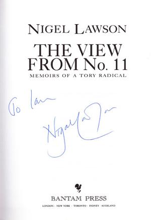 NIGEL-LAWSON-signed-book-The-View-from-Number-11-political-autobiography-autographed-conservative party memorabilia