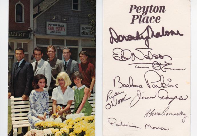 Peyton-Place-signed-tv-memorabilia-television-star-legend-autograph-mia-farrow-ed-nelson-dorothy-malone-ryan-oneal-patricia-morrow-chris-connelly-tim-oconnor-barbara-parkins