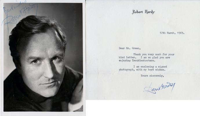 Robert-Hardy-autograph-signed-tv-movie-memorabilia-Troubleshooters-All-Creatures-Great-and-Small-Siegfried-Farnon-Winston-Churchill-Cornelius-Fudge-Harry-Potter-Shooting-Party-Middlemarch