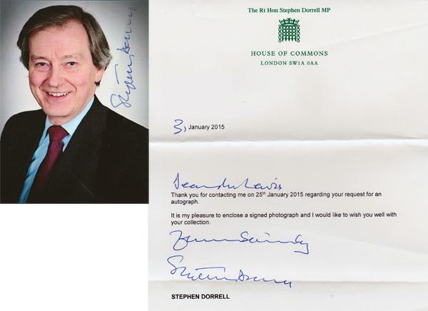 Stephen-Dorrell-autograph-signed-political-memorabilia-conservative-party-uk-politics-tory-mp-sir-loughborough-charnwood-house-of-commons-minister-of-parliament