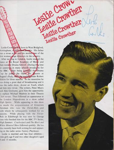 Black-and-White-Minstrels-memorabilia-Leslie-Crowther-autograph-signed-signature-comedian-host-tv-crackerjack