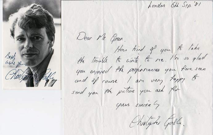 CHRISTOPHER GABLE autograph & signed Theatre TV & Movie memorabilia CHRISTOPHER GABLE autograph & signed Theatre TV & Movie memorabilia
