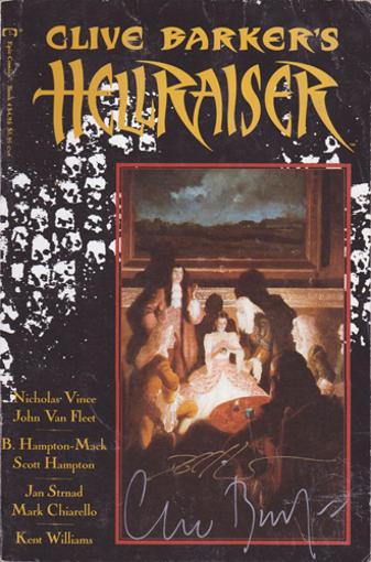 Clive-Barker-autograph-signed-hellraiser-memorabilia-book-volume-4-1990-nicholas-vince-signature-bunny-hampton-mack-writer-graphic-novel-horror-epic-comics-1990