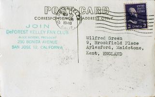 DeForest-Kelley-Hollywood-movie-film-legend-autograph-signed-memorabilia-photo-cinema-Star-Trek-dr-doctor-mccoy-bones fan club postcard