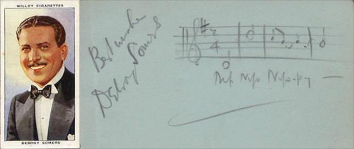 Debroy-Somers-autograph-Debroy-Somers-memorabilia-signed-dance-band-music-memorabilia-signature-cigarette-card-autograph-book-page