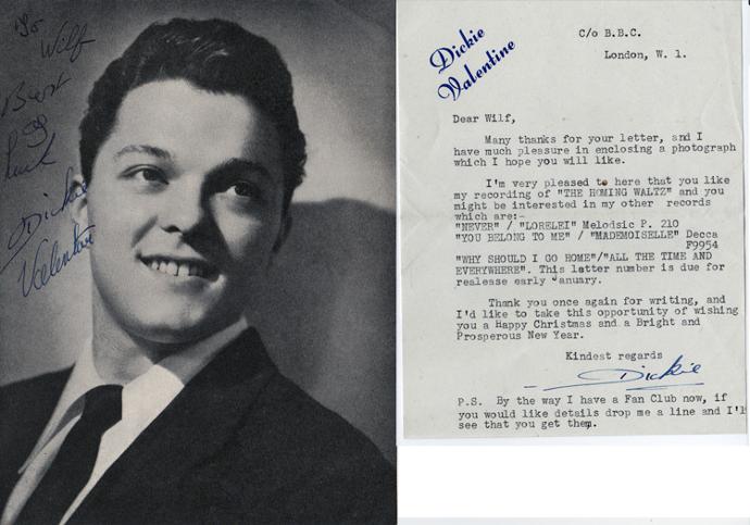 Dickie-Valentine-signed-music-memorabilia-singer-legend-autograph-Finger-of-Suspicion-Christmas-Alphabet