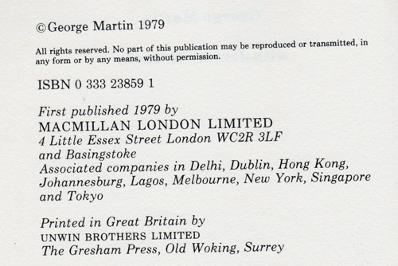 George-Martin-memorabilia-autograph-signed-Beatles-memorabilia-book-Autobiography-all-you-need-is-ears-producer-arranger-abbey-road-studios-1979-first-edition-fifth-beatle-john-paul-george-ringo
