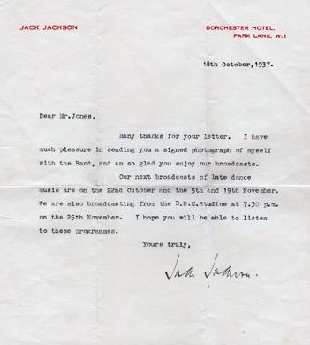 Jack-Jackson-autograph-Jack-Jackson-memorabilia-signed-BBC-tv-radio-memorabilia-dance-band-music-trumpeter-trumpet-disc-jockey-Dorchester-Hotel-letterhead