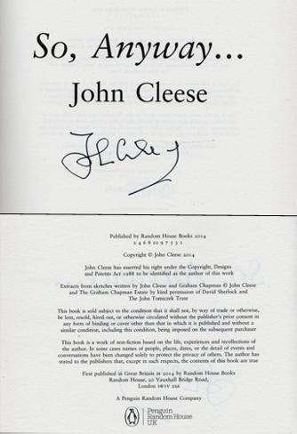 John-Cleese-signed-book-monty-python-memorabilia-autograph-tv-television-memorabilia-comedy-basil-fawlty-towers-autobiography-so-anyway-legend-signature-first-edition