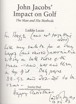 Laddie-Lucas-autograph-percy-signed-golf-book-john-jacobs-impact-man-methods-1987-first-edition