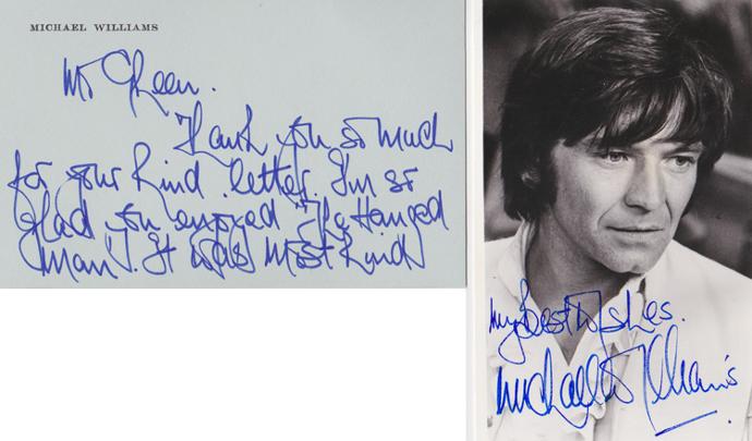 Michael-Williams-autograph-signed-tv-memorabilia-judi-dench-Fine-Romance-Love-in-a-Cold-Climate-Sherlock-Holmes-Dr-Watson-radio-Educating-Rita-Charlie-Chalk