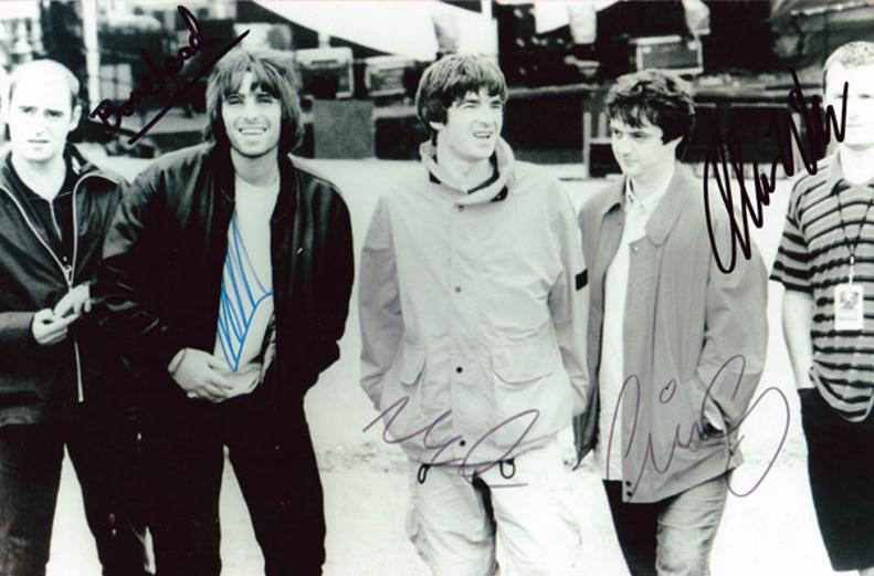 Oasis-memorabilia-Noel-Gallagher-autograph-Liam-Gallagher-signed-Paul-Arthurs-Bonehead-Paul-McGuigan-Guigsy-Alan-White-Creation-Records-Morning-Glory
