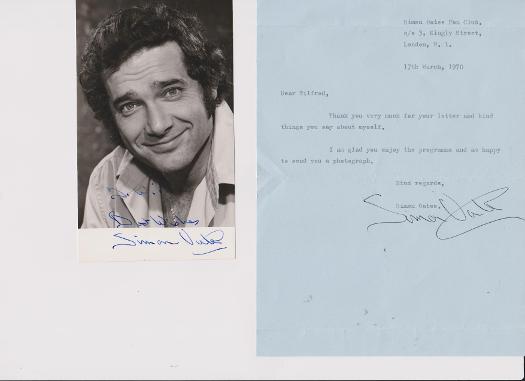 Simon Oates autograph signed memorabilia dr john ridge doomwatch mask of janus spies signature james bond 007