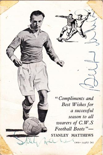 Stanley-Matthews-Blackpool-fc-football-memorabilia-Stoke-City-signed-autograph-England-Wizard-Dribble-Billy-Wright-CWS-boots-player-card-signature